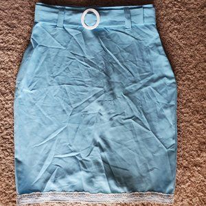 Blue Skull Pencil Skirt